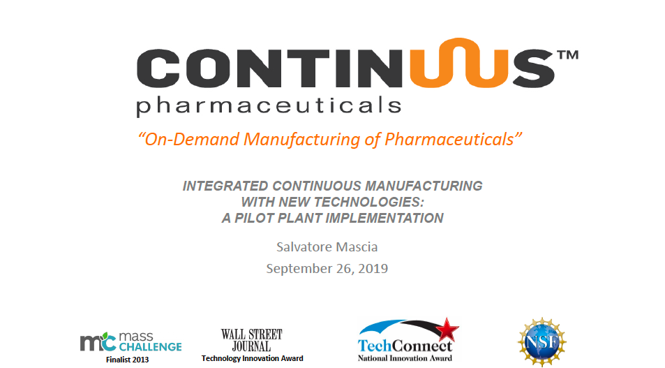 Download slides: Integrated continuous manufacturing with new technologies: pilot plant implementation